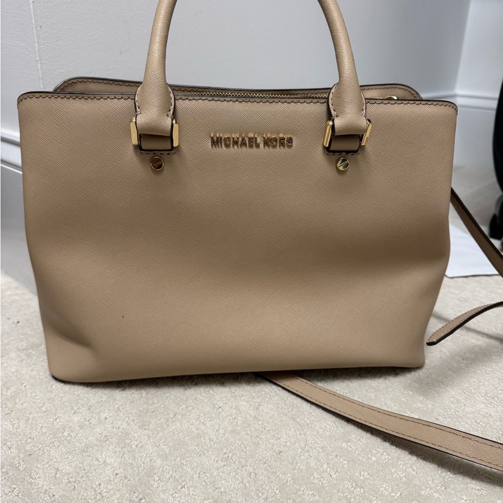 Michael Kors Beige Leather Satchel